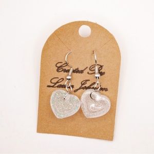 Glitter Heart 1/2” Resin Earrings with silver Hardware